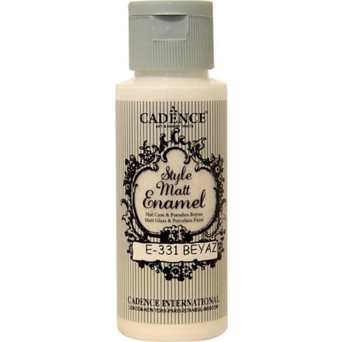 Cadence Style Mat Enamel Glass Paint 331-Beyaz 59ml (Porcelain-Se