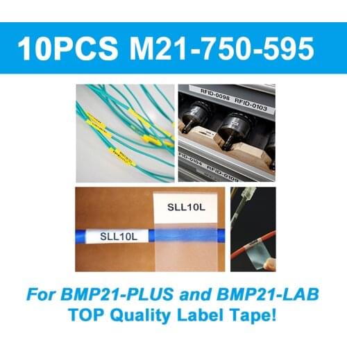 10PCS NEW100% TOP M21-750-595 Label Tape Black on white width 19.1mm length 6.4m for BMP21-LAB for BMP21-PLUS