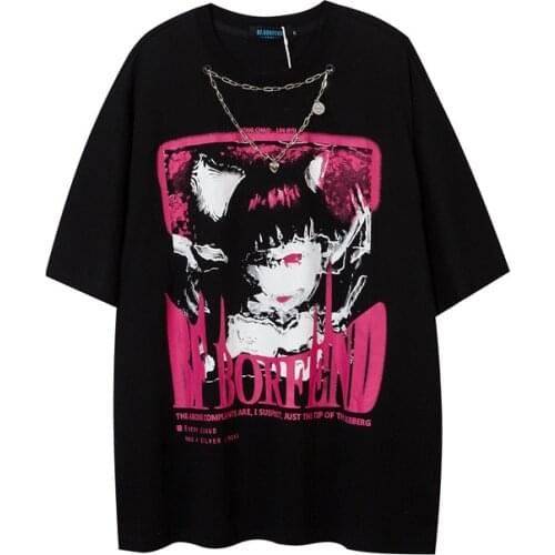 2021 Summer Mens Short-sleeved T-shirt Anime Two-dimensional Printing Half-sleeved Simple Casual Harajuku Style Top
