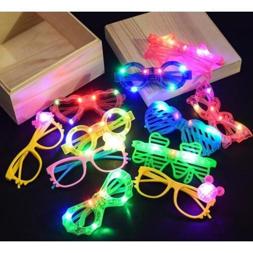 24pcs Flashing Shutter Glasses Cartoon Light Up Eye Glasses Glow Party Christmas Xmas Halloween Birthday Wedding Favors Toys
