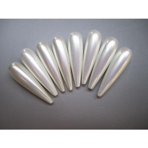 Mini.order is $7!Wholesale 2pcs! 8x30mm White Shell Pearl Raindrop Teardrop Half hole Loose Beads