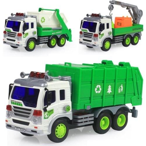 1/16 Garbage Truck Model Alloy Car Toy Sanitation Truck Garbage Bin Childrens Favorite Toys Holiday Gift Toy Vehicles Kids
