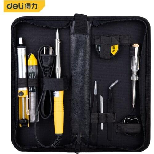 Deli DL393009 Electric Soldering Iron Cloth Bag Set 9 Piece Set Electrician Power Tools Tin Wire Welding Tools Fine Repair Tools