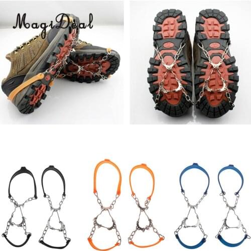 Anti Slip Ice Shoe Grippers Cleats Fit EUR 35-45 for Outdoor Camping Walking 6 Teeth Hiking Ice Snow Rock Tree Climbing Accesso