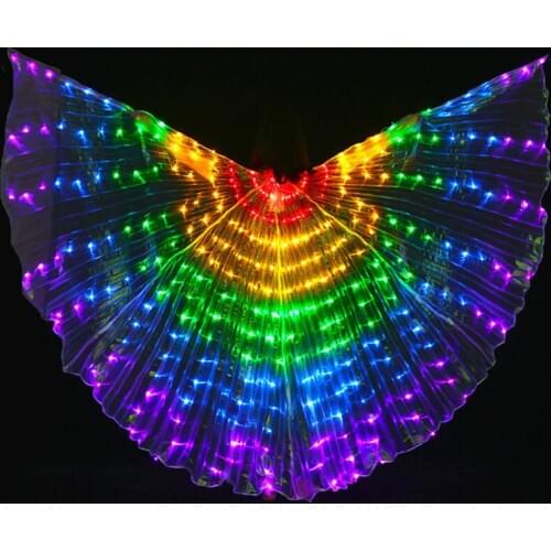 2018 New Performance Prop Women Dance Accessories Girls DJ LED Wings Light Up Wing Costume LED Butterfly Wings Rainbow