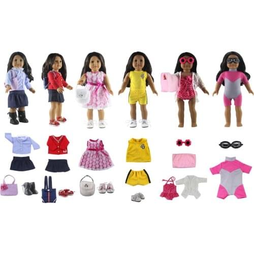 New Styles 6 Set Doll Clothes for 18" inch American Doll Handmade Outfit Doll accessories