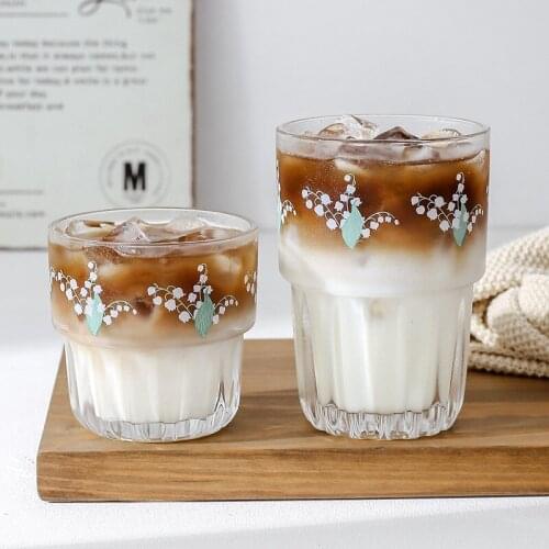 2021 New Design Lily of Valley Pattern Water Cup Nordic Style Water Cup for Milk Coffee Flower Pattern Cup