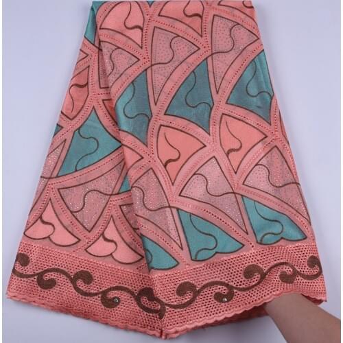 Peach Cotton Lace Swiss Voile Lace In Switzerland With Stones New African Dry Lace Fabric High Quality Nigerian Cotton Lace 1718