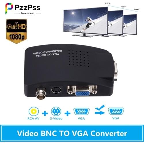 PzzPss VGA BNC SVIDEO to VGA Video Converter VGA Out Adapter BNC to VGA Converter Composite Digital Switch Box WITH DC CABLE