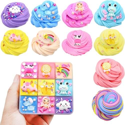 200ml 9 Color Mixing Fruit Cloud Cotton Candy Slime Kids Mud Toy Slim Kit Color Matching Fruit Diy Decompression Children Toys