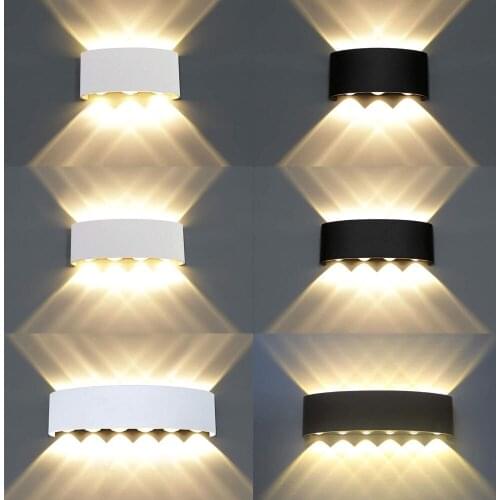 LED Wall Lamp IP65 Waterproof Indoor Outdoor Modern Aluminum Arc Wall Washer Light Garden Porch lighting 4W 6W 8W 12W Warm White