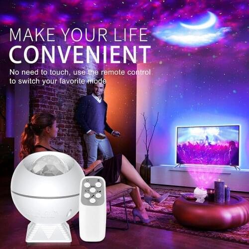 LED Night Light Star Galaxy Projector Moon Cloud Night Lamp Ocean Wave With Music Mood Remote Control For Christmas Decoration