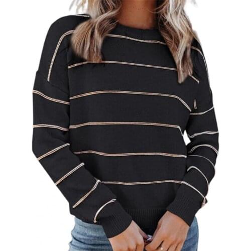 Loose Knitted Women Sweater Pullovers Casual Long Sleeve O Neck Striped Pullovers 2021 New Women Knitwear Sweater свитер женский
