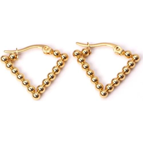 Triangle Steel Ball Earrings 316L Stainless Steel Hoop Earrings for Women Gold/Silver Color Fashion Jewelry Party Gift
