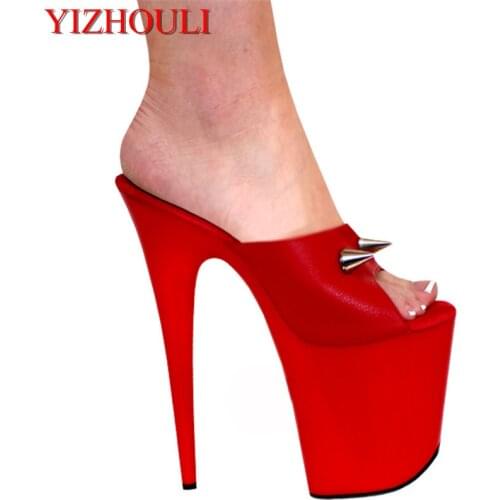 20cm high-heeled shoes slippers magazine shoes sexy clubbing high heels 8 inch pole dancing feather heels