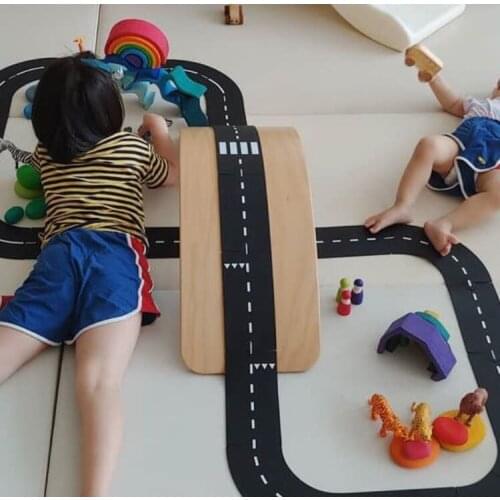 City Train Tracks PVC Track Train Set Toys Montessori Toys For Children Rainbow Block Collocation With Track Play Railway