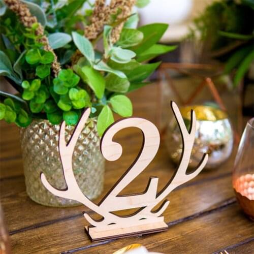1-20 Seat Card Wooden Wedding Party Supplies Deer hollow number seat Place Holder Table Number
