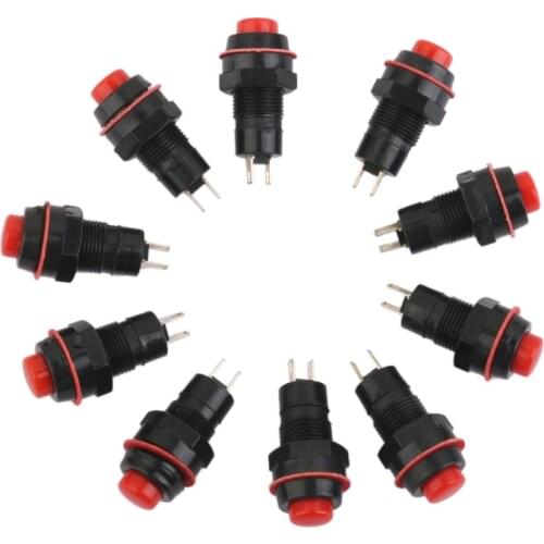 10 X Car Boat Locking Dash ON-OFF Push Button 2-Pin Latching Switch Red
