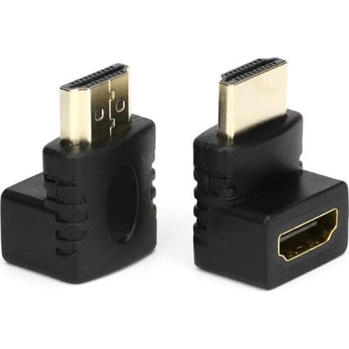 100pcs V1.4 Right Angle A Male to HDMI-compatible B Female Gold Plated Cable Adapter 90 Degree HDTV 1080P Cable Connector