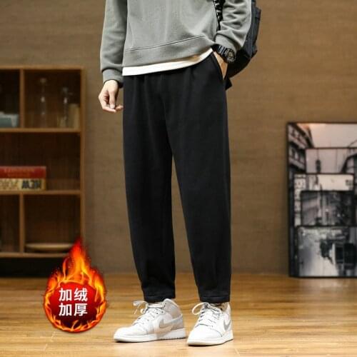 2020 plus velvet casual pants mens autumn and winter new mens straight warm casual pants trousers mens pants students