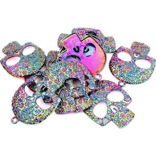 5pcs Alloy Rainbow Color Skull Pendants Charms Skull Pattern Necklace Pendant DIY Accessories Necklace Jewelry