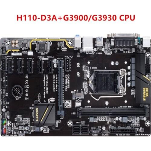 6GPU 6PICE BTC PRO For Gigabyte GA-H110-D3A original Used Desktop motherboard H110-D3A H110 LGA 1151 support 2*DDR4 1*M.2 ATX
