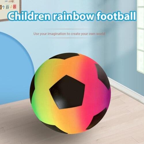 9 Inch Rainbow Soccer PVC Playground Ball for Kids Bouncy Kick Ball for Backyard Park and Beach Outdoor Fun