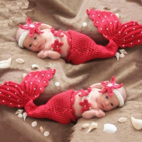 Baby fotografie Props Newborn Girl Crochet Beach Mermaid Photography Props Tiny Baby Girl Photo Shoot Cartoon Outfits Clothes