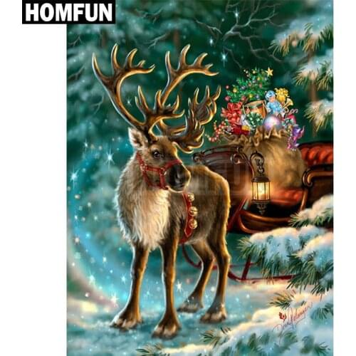 HOMFUN Full Square/Round Drill 5D DIY Diamond Painting "deer & Christmas" 3D Embroidery Cross Stitch 5D Decor Gift A00375