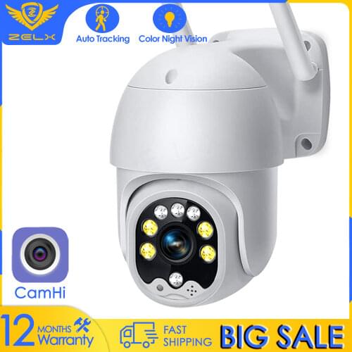 CamHi Outdoor IP Camera 1080P CCTV Camera Auto Tracking Security Camera WIFI PTZ Security Camera 4X Zoom Surveillance Camera
