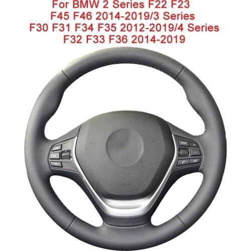 Car Steering Wheel Cover For BMW 2 Series F22 F23 F45 F46 3 Series F30 F31 F34 F35 4 Series F32 Leather Braid For Steering Wheel