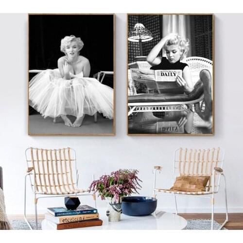 Black White Fashion Wall Picture Prints Monroe Photography Poster Canvas Art Painting Home Room Decor Womens Gift