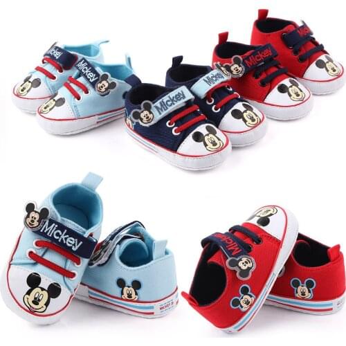 Disney childrens cartoon Minnie Mickey non-slip soft sole baby first walker shoes boys and girls casual shoes