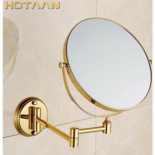 Oral Hygiene Shaving Bathroom Mirror Wall Mounted gold brass 8 Inch Double Cosmetic Mirror(1:1 And 1:3) free Shipping