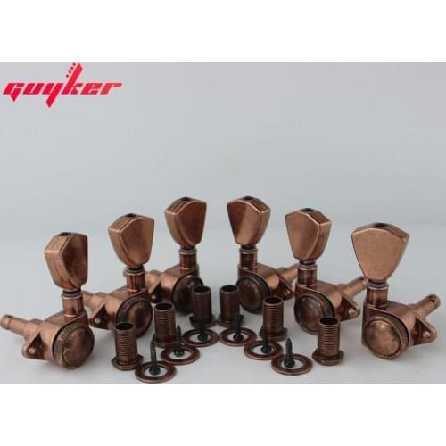 GUYKER 3R3L Tuners Guitar Models Rear lock string Electric Guitar Machine Heads Trapezium Button Antique Bronze