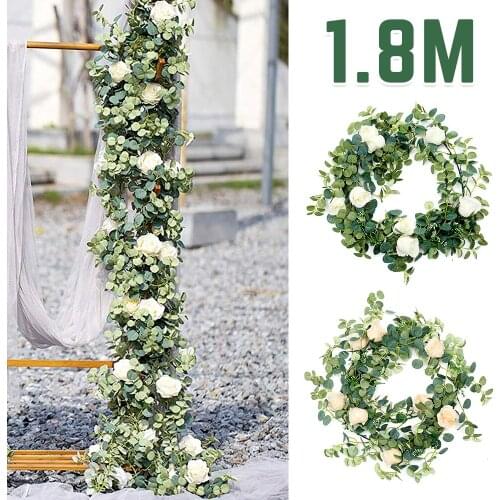 1.8m Artificial Garland Hanging Rattan Vertical Garden Party Wedding Backdrop Wall Decor Vine Home Accessories Fake Plant