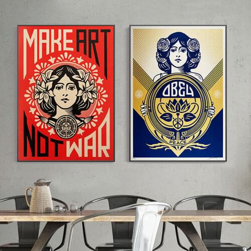 Make Art Not War OBEY Art Canvas Print Painting Vintage Shepard Fairey Wall Picture Living Room Bedroom Home Decoration Poster