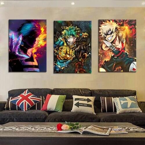 3 Pieces My Hero Academia Canvas Pictures Wall Art Japanese Anime Paintings Prints Modern Poster for Living Room Home Decor