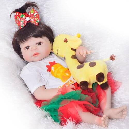 55cm Full Body soft Silicone Reborn Girl Baby Doll Toys Lifelike bebe real Reborn Doll Child Birthday Gift newborn babies