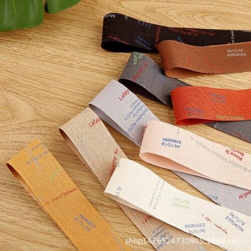 5 yards Letter Printed Linen Ribbon for Diy Bowknot Hair Accessories Clothing Hat Gift Box Cake Bouquet Packaging Material