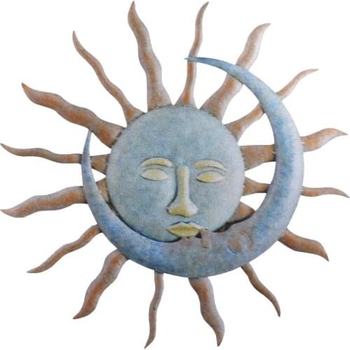 Moon & Sun Metal Pendant Colorful Garden Wall Art Hanging Ornaments Beautiful Decor For Home Garden