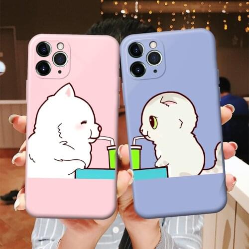Cute cartoon cat mouse Phone Case For iPhone 12 11 Pro Max XR Xs Max 7 8 Plus X 12 mini 7Plus case Candy Soft Silicone Cover