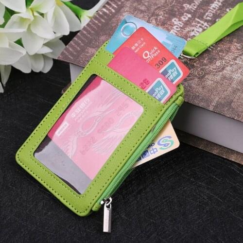 THINKTHENDO Fashion Unisex ID Window Card Holder Office Bus Cards Case Badge Accessories leather Casual Bags