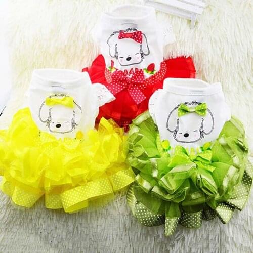 Cartoon Flower Tutu Dresses For Small Chihuahua Party dog Dress Pomeranian Princess Pet Clothes disfraz perro puppy-clothes
