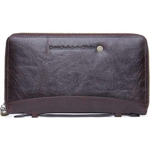 Brand new Genuine Cowhide Leather mens wallet Long Clutch Men Zipper Purses Fashion Passport Wallet With Phone Bags Card Holder