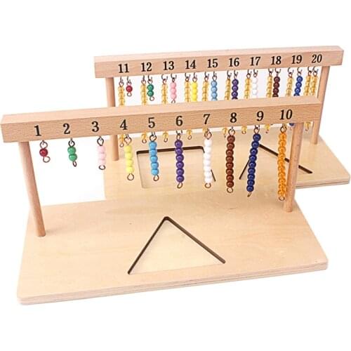 Teaching Math Montessori Toys Digitals Numbers 1-20 Hanger And Color Beads for Ten Board Preschool School Training Wooden Toys