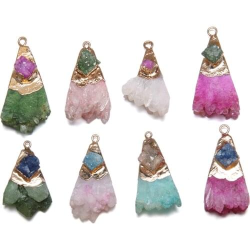 Natural Stone Agates Quartz Pendant Irregular Crystal Necklace Pendants for Jewelry Making DIY Charm Necklace Accessories 1Pcs
