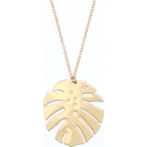 Simple Monstera Pendant Necklace Palm Leaf Necklace for Women Girls Jewelry