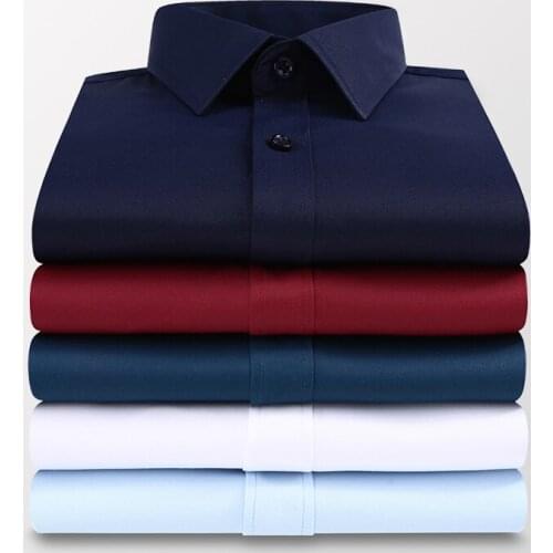 Plus Size 5XL 6XL 7XL 8XL Men Solid Color Business Shirt Fashion Casual Slim White Long Sleeve Shirt Male Brand Clothes