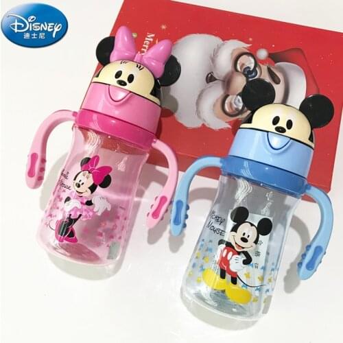 Hot Sale 270ml Disney Baby Feeding Cup With Straw Babys For Water With Handle Mickey Bottle Lovely Outdoor Drinking Cups